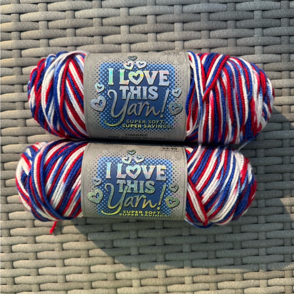 I Love This Yarn Red White Blue in the color OLD GLORY